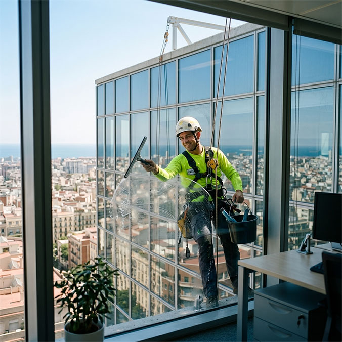 Limpieza de cristales en altura en barcelona