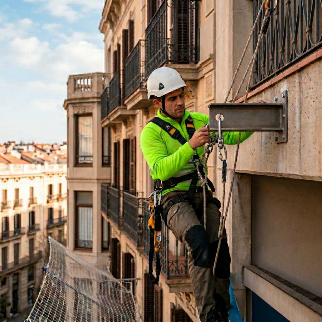 trabajador-instalando-un-sistema-de-proteccion trabajador instalando un sistema de proteccion